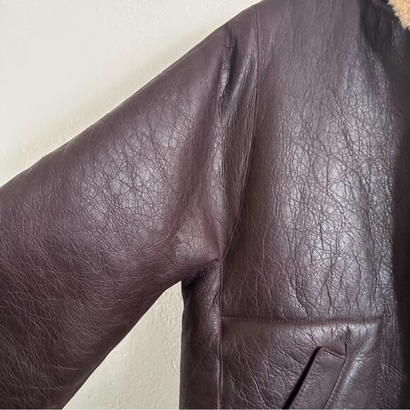 Marni Giacca Burgundy Leather Reversible Shearling Jacket size IT 38 - Picture 11 of 14